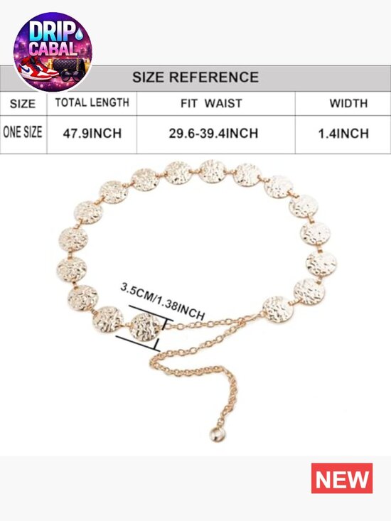 Zinc Alloy Metal Waist Chain Belt Vintage Prismatic Body Binding main image 6